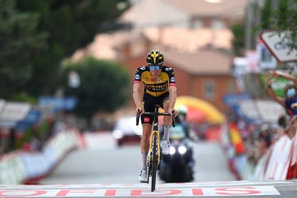 Steven Kruijswijk of Netherlands and Team Jumbo - Visma crosses the finishing line in second place during the 76th Tour of Spain 2021, Stage 15 a...