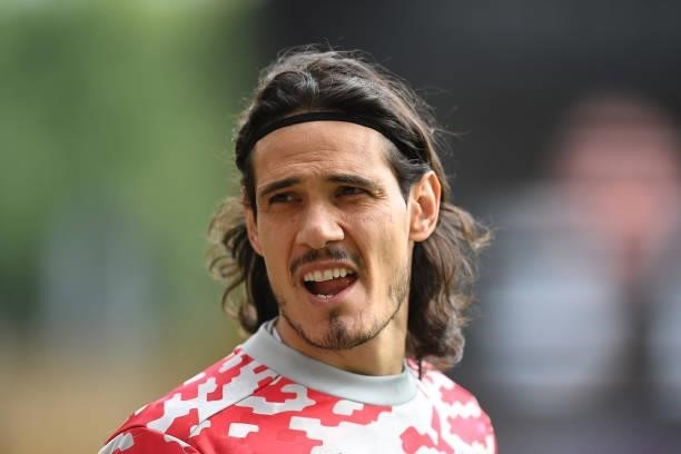 Edinson Cavani of Manchester United looks on ahead of the Premier League match between Wolverhampton Wanderers and Manchester United at Molineux on...