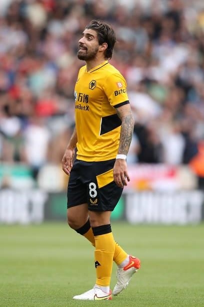 Ruben Neves of Wolverhampton Wanderers looks on during the Premier League match between Wolverhampton Wanderers and Manchester United at Molineux on...
