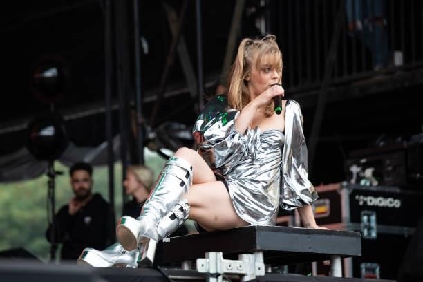 Becky Hill performs on the main stage during Leeds Festival 2021 at Bramham Park on August 29, 2021 in Leeds, England.