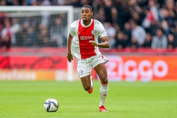 Ryan Gravenberch of Ajax during the Dutch Eredivisie match between Ajax and Vitesse at Johan Cruijff ArenA on August 29, 2021 in Amsterdam,...