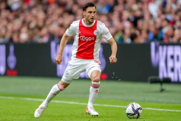 Nicolas Tagliafico of Ajax during the Dutch Eredivisie match between Ajax and Vitesse at Johan Cruijff ArenA on August 29, 2021 in Amsterdam,...