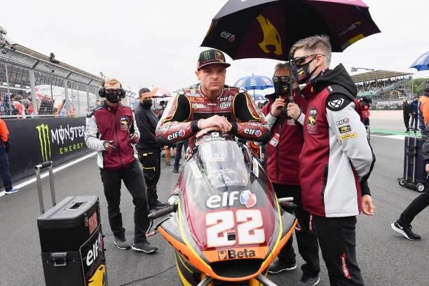 Sam Lowes of Great Britain and Elf Marc VDS Racing Team prepares to start on the grid during the Moto2 race during the MotoGP of Great Britain - Race...