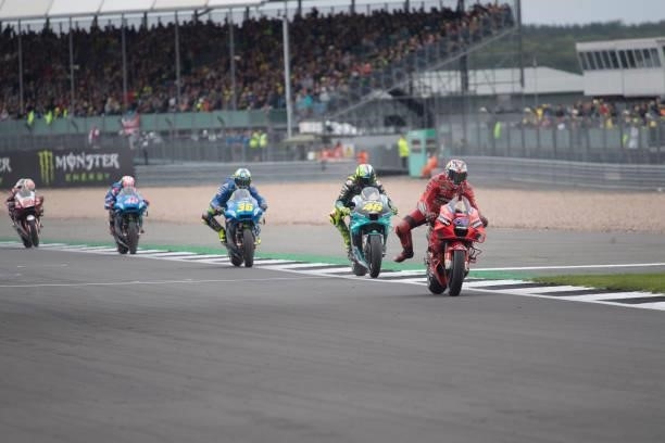 Jack Miller of Australia and Ducati Lenovo Team leads the field during the MotoGP race during the MotoGP of Great Britain - Race at Silverstone...
