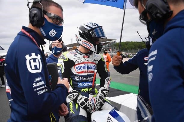 Romano Fenati of Italy and Sterilgarda Max Racing Team prepares to start on the grid during the Moto3 race during the MotoGP of Great Britain - Race...