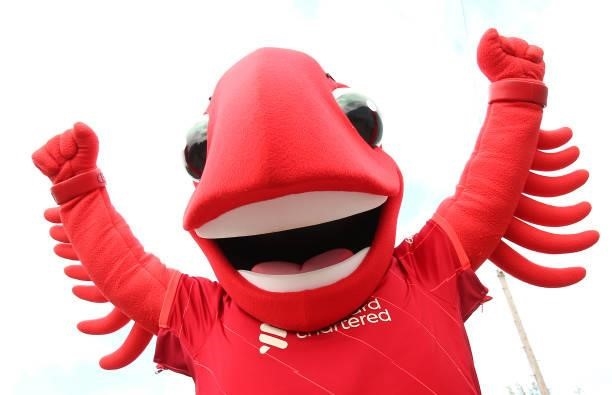 The mascot of Liverpool, 'Mighty Red' gestures in the fan zone prior to the Barclays FA Women's Championship match between Liverpool and London City...