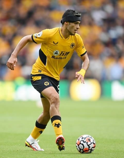 Raul Jimenez of Wolves in action during the Premier League match between Wolverhampton Wanderers and Manchester United at Molineux on August 29, 2021...
