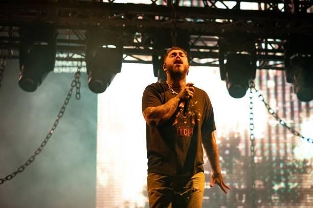 Post Malone performs on the main stage during Leeds Festival 2021 at Bramham Park on August 29, 2021 in Leeds, England.