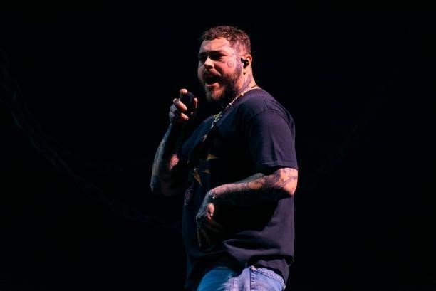 Post Malone performs on Day 3 of Leeds Festival 2021 at Bramham Park on August 29, 2021 in Leeds, England.
