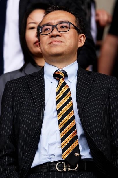 Jeff Shi, Executive Chairman of Wolverhampton Wanderers looks on ahead of the Premier League match between Wolverhampton Wanderers and Manchester...