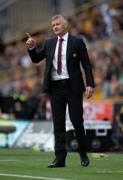 Manchester United manager Ole Gunnar Solskjær during the Premier League match between Wolverhampton Wanderers and Manchester United at Molineux on...