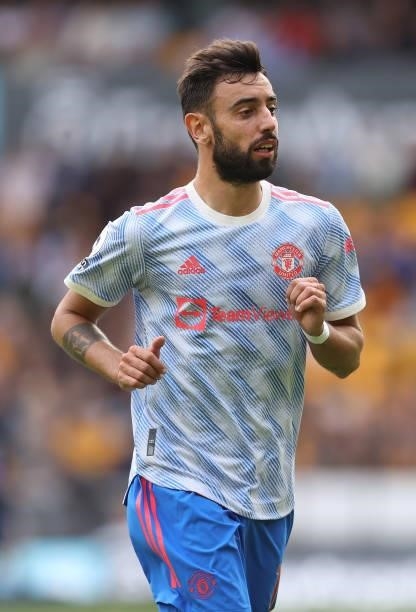 Bruno Fernandes of Manchester United looks on during the Premier League match between Wolverhampton Wanderers and Manchester United at Molineux on...