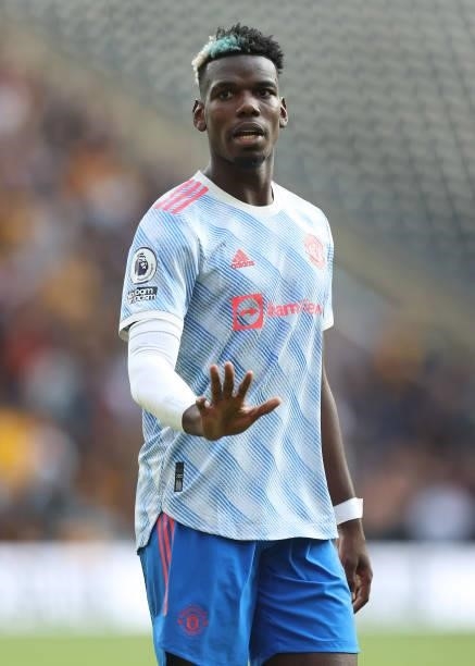 Paul Pogba of Manchester United looks on during the Premier League match between Wolverhampton Wanderers and Manchester United at Molineux on August...