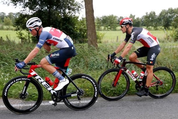Mads Pedersen of Denmark and Team Trek - Segafredo and Philippe Gilbert of Belgium and Team Lotto Soudal compete during the 17th Benelux Tour 2021,...