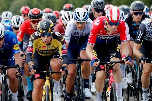 Dylan Groenewegen of Netherlands and Timo Roosen of Netherlands and Team Jumbo - Visma compete during the 17th Benelux Tour 2021, Stage 1 a 169,6km...