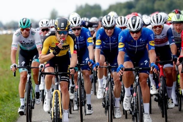 Tom Dumoulin of Netherlands and Team Jumbo - Visma and Stijn Steels of Belgium and Team Deceuninck - Quick-Step compete during the 17th Benelux Tour...