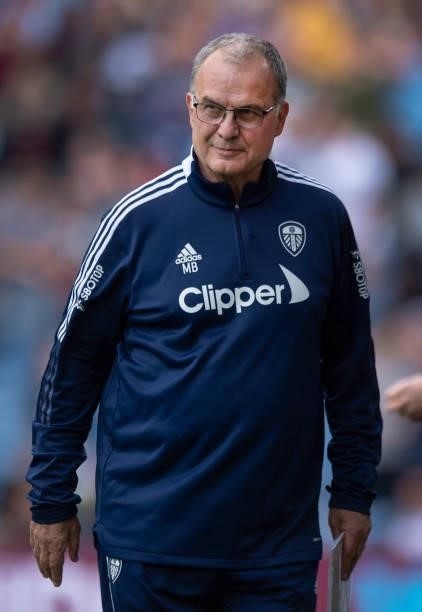 Leeds United manager Marcelo Bielsa before the Premier League match between Burnley and Leeds United at Turf Moor on August 29, 2021 in Burnley,...