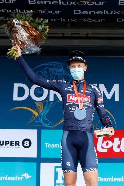 Tim Merlier of Belgium and Team Alpecin-Fenix celebrates winning the stage on the podium ceremony after the 17th Benelux Tour 2021, Stage 1 a 169,6km...