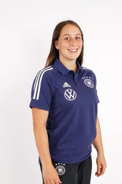 Jana Klisch poses during the Germany U16 team presentation on August 31, 2021 in Inzell, Germany.