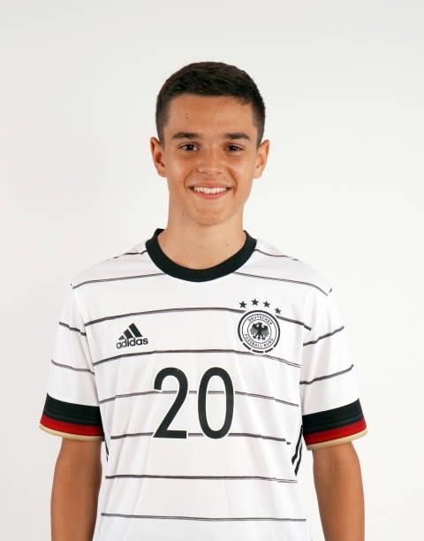 Kjell-Arik Watjen poses during the Germany U16 team presentation on August 31, 2021 in Inzell, Germany.