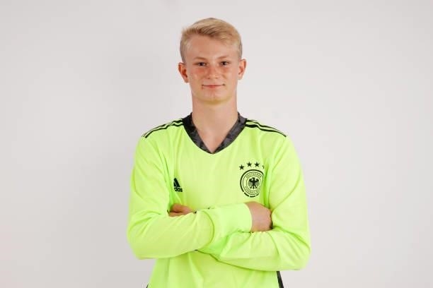 Lio Mark Rothenhagen poses during the Germany U16 team presentation on August 31, 2021 in Inzell, Germany.