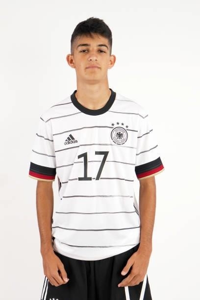 Leonard Krasniqi poses during the Germany U16 team presentation on August 31, 2021 in Inzell, Germany.
