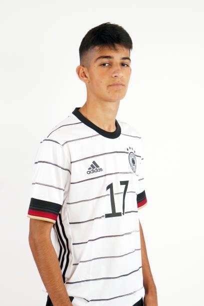 Leonard Krasniqi poses during the Germany U16 team presentation on August 31, 2021 in Inzell, Germany.