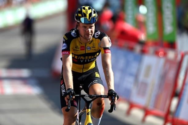 Lennard Hofstede of Netherlands and Team Jumbo - Visma crosses the finishing line during the 76th Tour of Spain 2021, Stage 16 a 180km stage from...