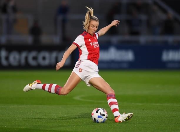 Leah Williamson of Arsenal during the UEFA Women's Champions League match between Arsenal Women and Slavia Prague at Meadow Park on August 31, 2021...