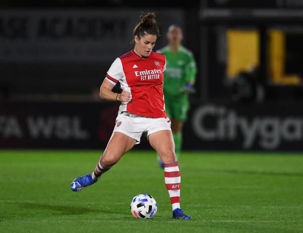 Jennifer Beattie of Arsenal during the UEFA Women's Champions League match between Arsenal Women and Slavia Prague at Meadow Park on August 31, 2021...