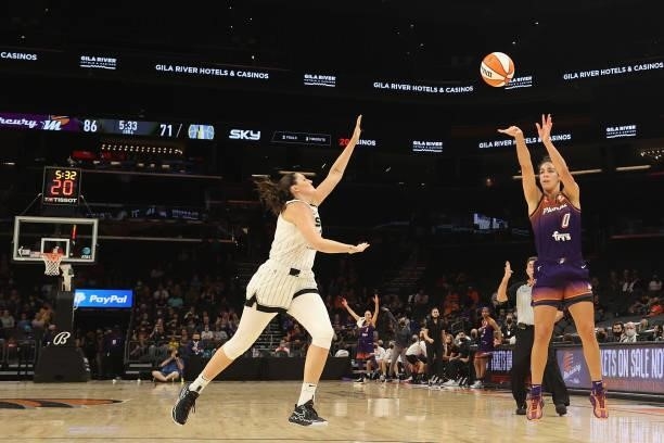 Kia Nurse of the Phoenix Mercury puts up a three-point shot over Stefanie Dolson of the Chicago Sky during the second half of the WNBA game at the...