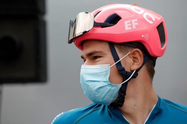 Stefan Bissegger of Switzerland and Team EF Education - Nippo Blue Leader Jersey prior to the 17th Benelux Tour 2021, Stage 3 a 168,3km stage from...