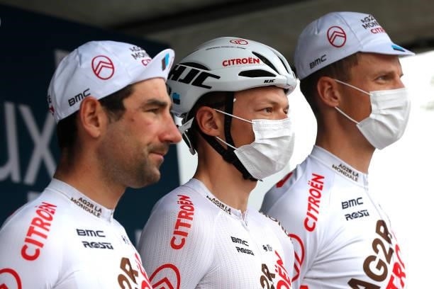 Oliver Naesen of Belgium and AG2R Citröen Team and Teammates prior to the 17th Benelux Tour 2021, Stage 3 a 168,3km stage from Essen to Hoogerheide /...