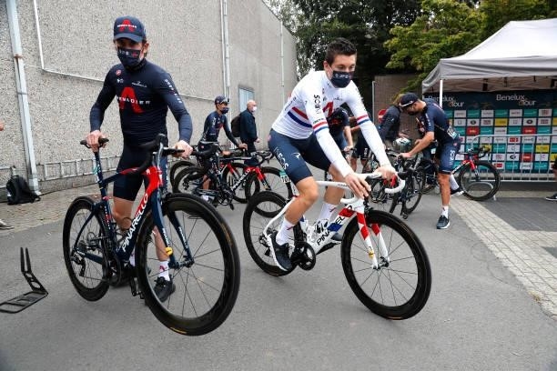 Geraint Thomas of The United Kingdom and Ben Swift of United Kingdom and Team INEOS Grenadiers prior to the 17th Benelux Tour 2021, Stage 3 a 168,3km...