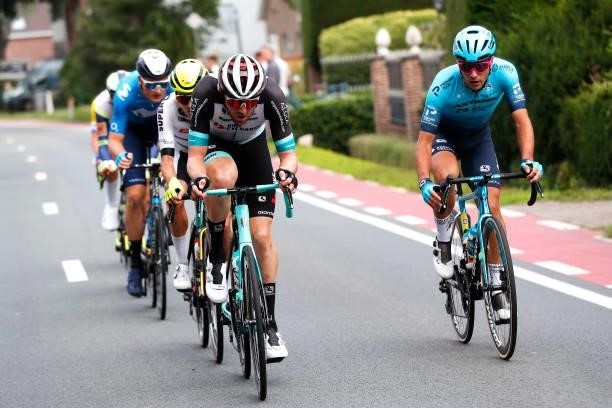 Luke Durbridge of Australia and Team BikeExchange and Samuele Battistella of Italy and Team Astana – Premier Tech compete in the Breakaway during the...