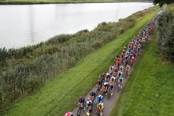 General view of the peloton during the 17th Benelux Tour 2021, Stage 3 a 168,3km stage from Essen to Hoogerheide / @BeneluxTour / on September 01,...