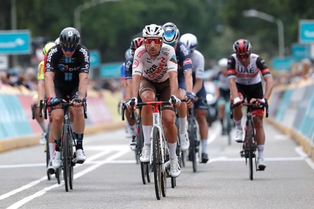 Julien Duval of France and AG2R Citröen Team crosses the finishing line during the 17th Benelux Tour 2021, Stage 3 a 168,3km stage from Essen to...