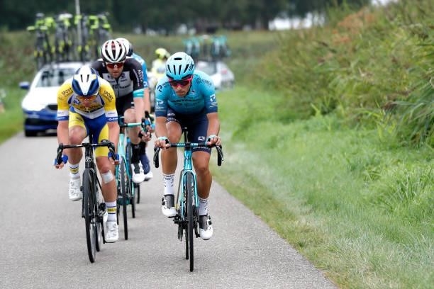 Thimo Willems of Belgium and Team Sport Vlaanderen - Baloise and Samuele Battistella of Italy and Team Astana – Premier Tech compete during the 17th...