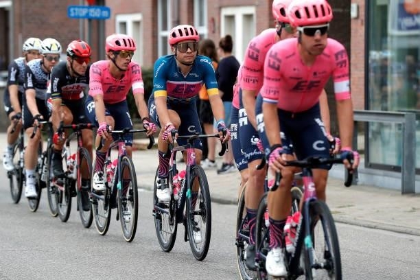 Stefan Bissegger of Switzerland and Team EF Education - Nippo Blue Leader Jersey and Teammates compete during the 17th Benelux Tour 2021, Stage 3 a...