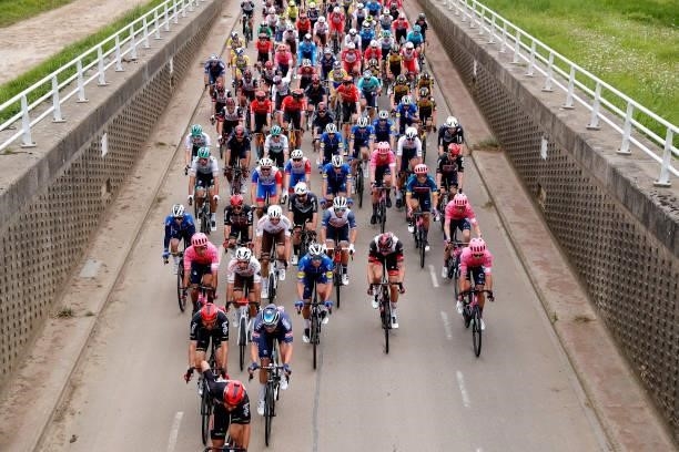 General view of the peloton competing during the 17th Benelux Tour 2021, Stage 3 a 168,3km stage from Essen to Hoogerheide / @BeneluxTour / on...