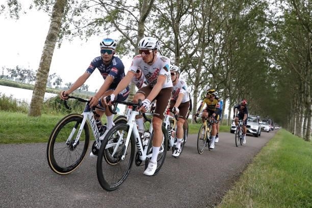 Gianni Vermeersch of Belgium and Team Alpecin-Fenix and Oliver Naesen of Belgium and AG2R Citröen Team compete during the 17th Benelux Tour 2021,...