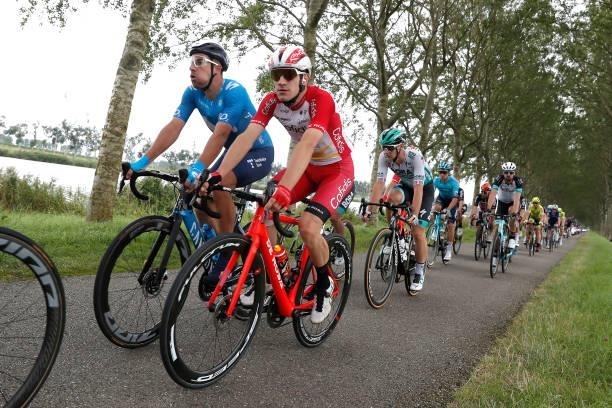 Albert Torres Barcelo of Spain and Movistar Team and Attilio Viviani of Italy and Team Cofidis compete during the 17th Benelux Tour 2021, Stage 3 a...