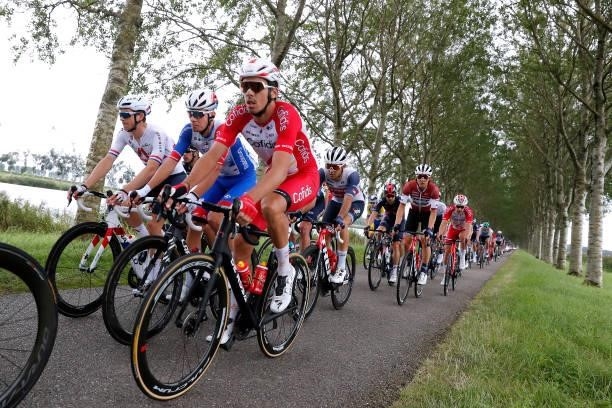 Ben Swift of United Kingdom and Team INEOS Grenadiers, Jake Stewart United of Kingdom and Team Groupama - FDJ and Christophe Laporte of France and...