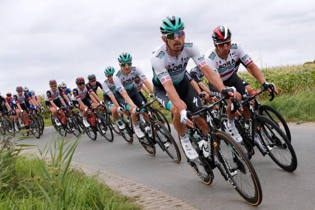 Maciej Bodnar of Poland and Peter Sagan of Slovakia and Team Bora - Hansgrohe compete during the 17th Benelux Tour 2021, Stage 3 a 168,3km stage from...
