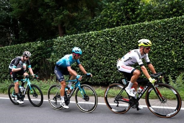 Luke Durbridge of Australia and Team BikeExchange, Samuele Battistella of Italy and Team Astana – Premier Tech and Arjen Livyns of Belgium and Team...