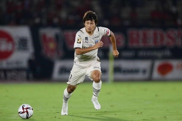 Shintaro KURUMAYA of Kawasaki Frontale in action during the J.League YBC Levain Cup quarter final first leg between Urawa Red Diamonds and the Urawa...