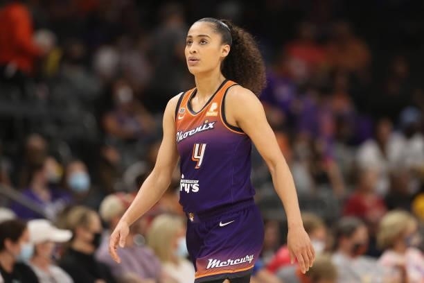 Skylar Diggins-Smith of the Phoenix Mercury during the second half of the WNBA game against the Chicago Sky at the Footprint Center on August 31,...