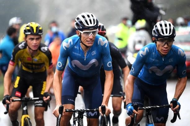 Enric Mas Nicolau of Spain and Miguel Ángel López Moreno of Colombia and Movistar Team compete during the 76th Tour of Spain 2021, Stage 17 a 185,5km...