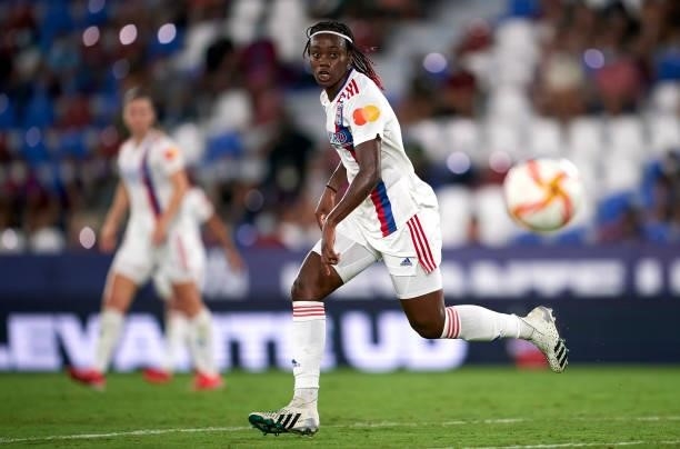 Melvine Malard of Lyon in action during UEFA Women's Champions League Round 2 match between Levante UD and Lyon at Ciutat de Valencia on September...