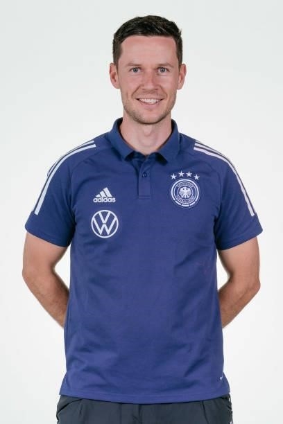 Helge Eberbach poses during the Germany U19 team presentation on September 01, 2021 in Villingen-Schwenningen, Germany.
